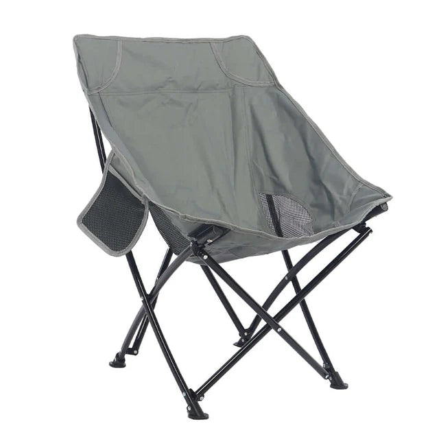 Comfortable Moon Black Chair with Cup Holder for Camping