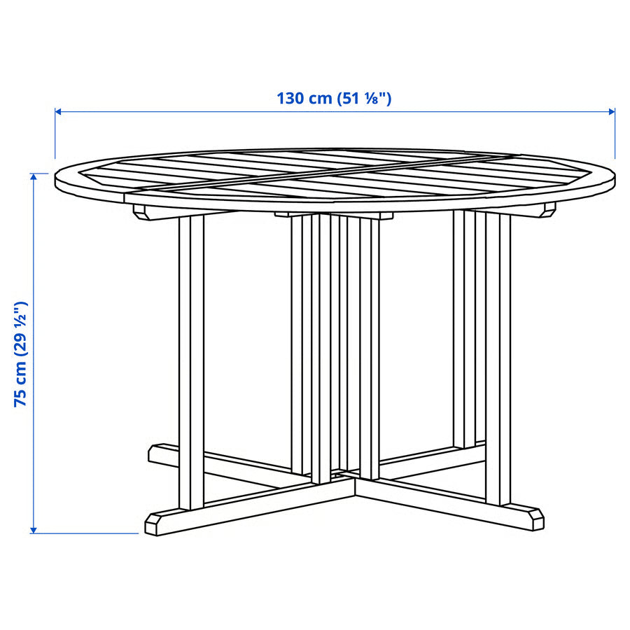 Outdoor Table, Light Brown Stained (130 cm)