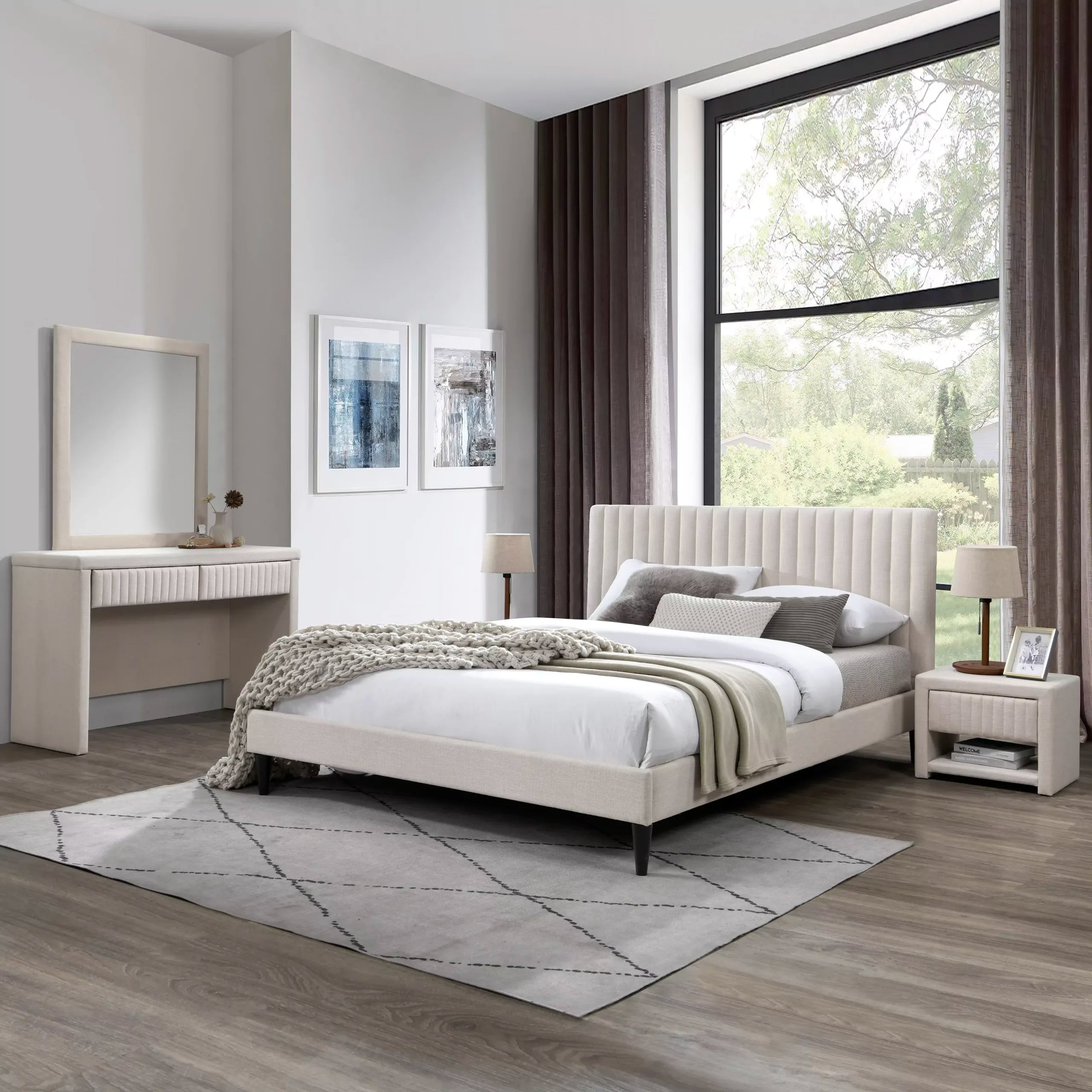 Nastya Queen Bed – Beige