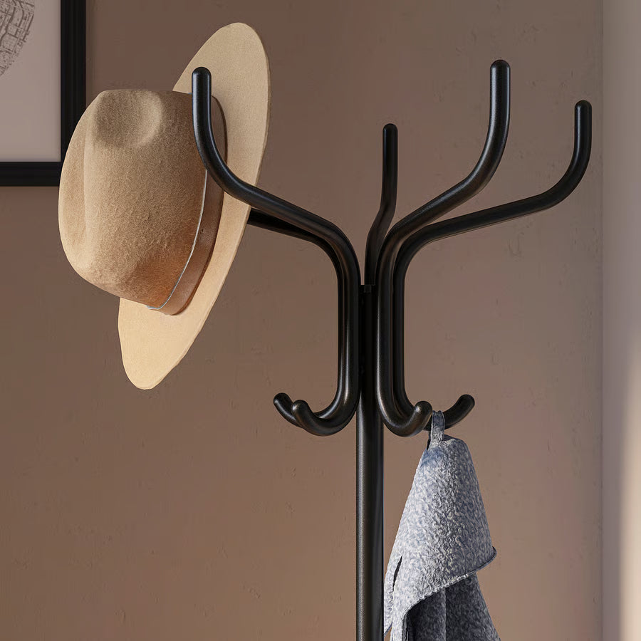 Hat and coat stand, black, 181 cm