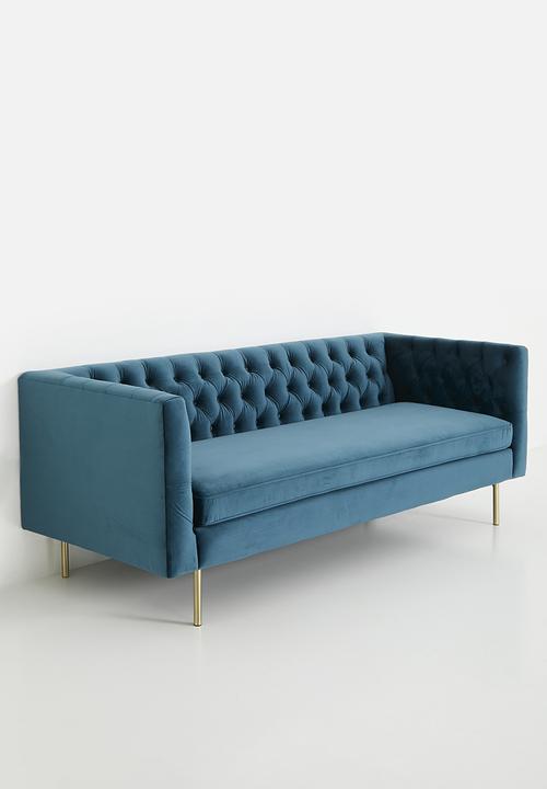 Elegant Chester Sofa 3 Seater With Metal Legs - Turquoise-GCC Home Center