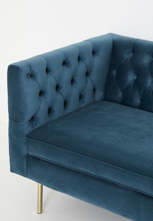 Elegant Chester Sofa 3 Seater With Metal Legs - Turquoise-GCC Home Center