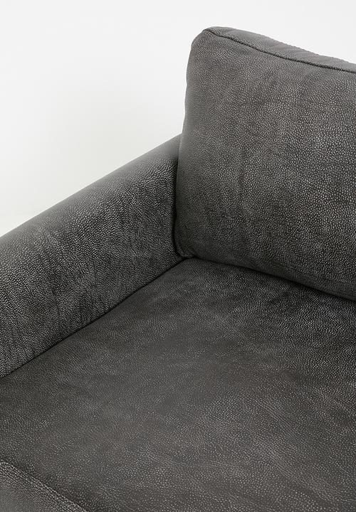 Luxury Leather 3 Seater Sofa - Andes Charcoal Color-GCC Home Center