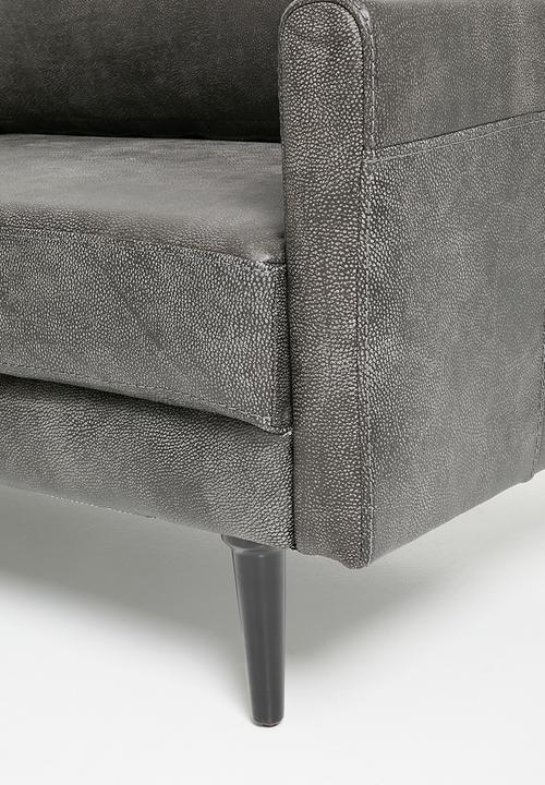 Luxury Leather 3 Seater Sofa - Andes Charcoal Color-GCC Home Center