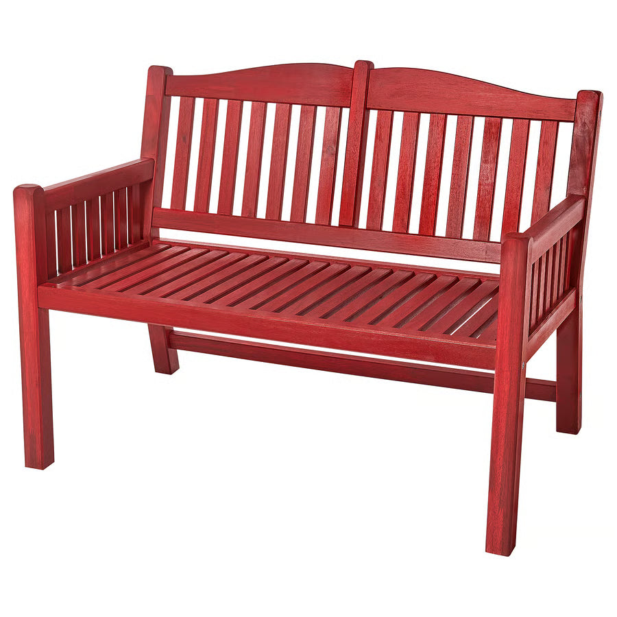 Outdoor Bench with Backrest, Red