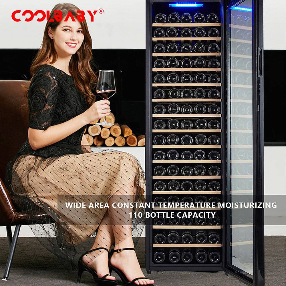 Premium 110-Bottle Wine Cooler: Precision Cooling, Compact Design, and Ultra-Quiet Operation