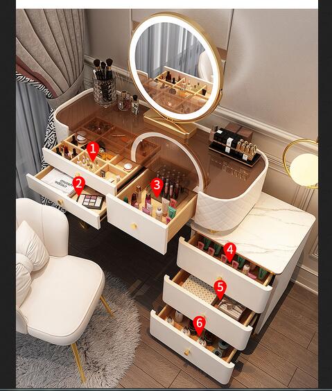 Elegant Solid Wood Vanity Makeup Table with 3-Tone LED Mirror and Chair - Perfect Gift for Women-GCC Home Center