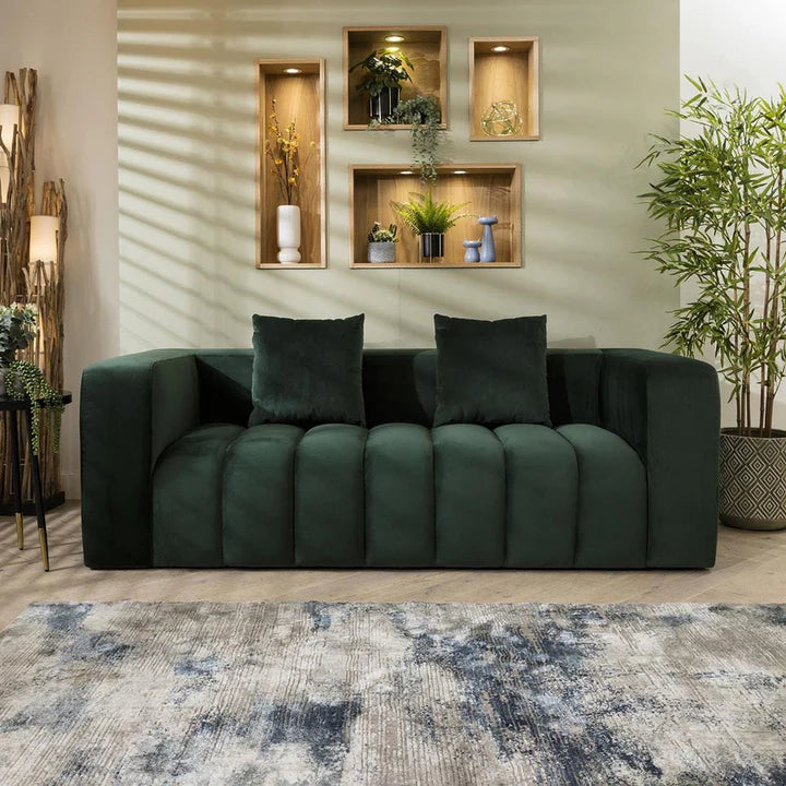 Luxurious Dark Green 3 Seater Velvet Sofa-GCC Home Center