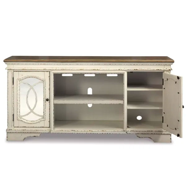 Cottage-Style TV Stand with Fireplace Option