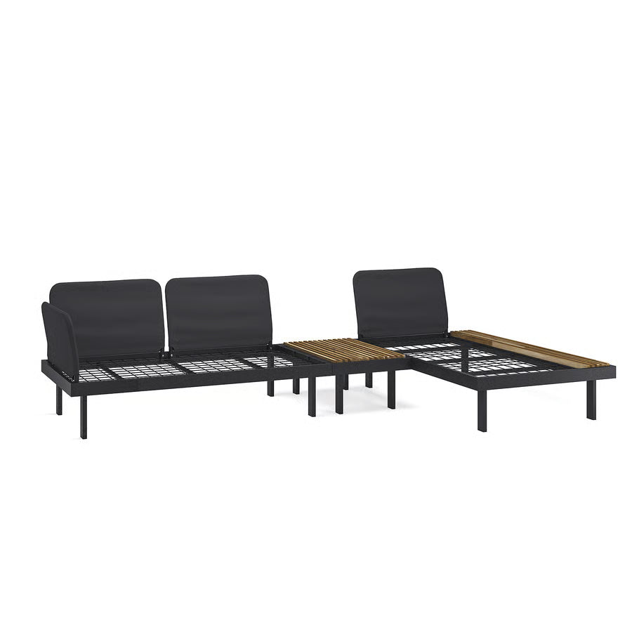 3-Seat Outdoor Conversation Set, 2-Seat Sofa, Coffee Table And Chaise Longue With Side Table
