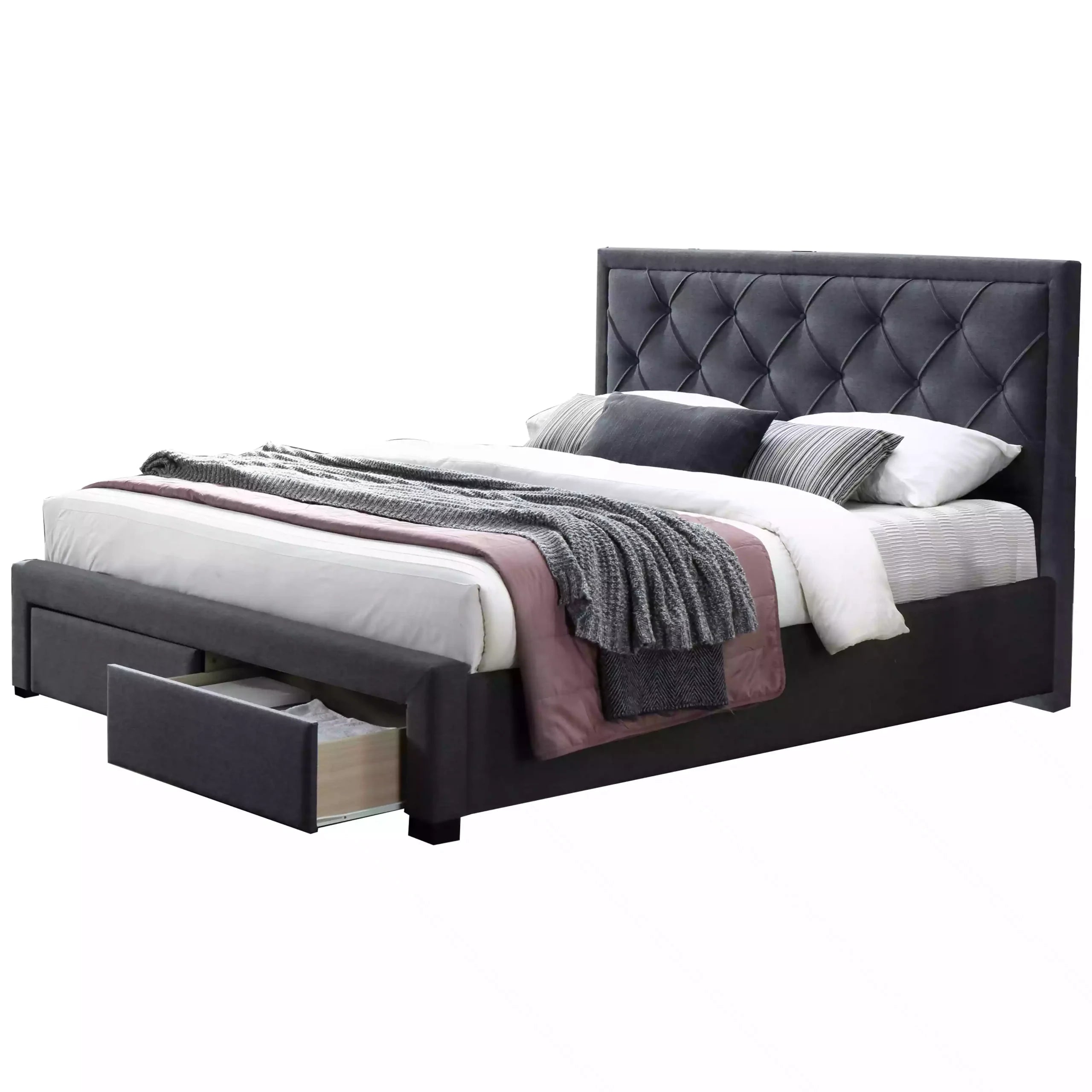 Sama Queen Bed – Dark Grey