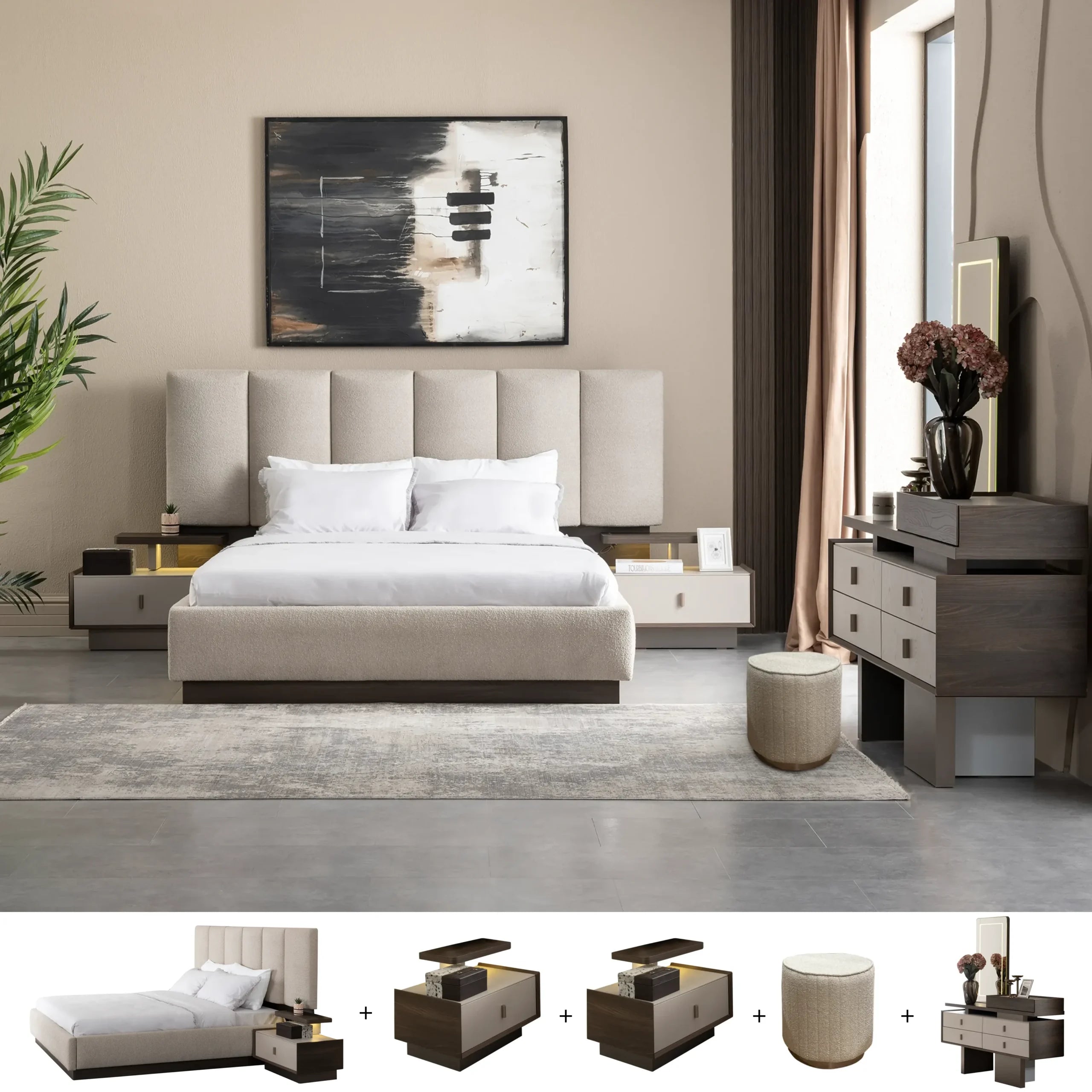 6 Pcs. King Bedroom Set (With Hydraulic Storage)