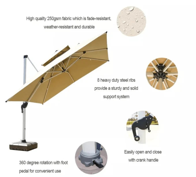 Garden Umbrella with Marble Base-GCC Home Center
