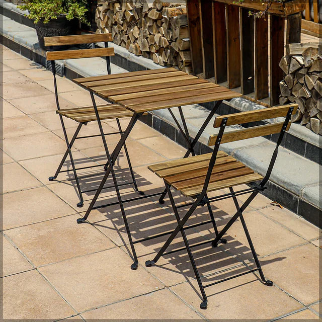 Set of 3 Folding Dining Table Chair-GCC Home Center