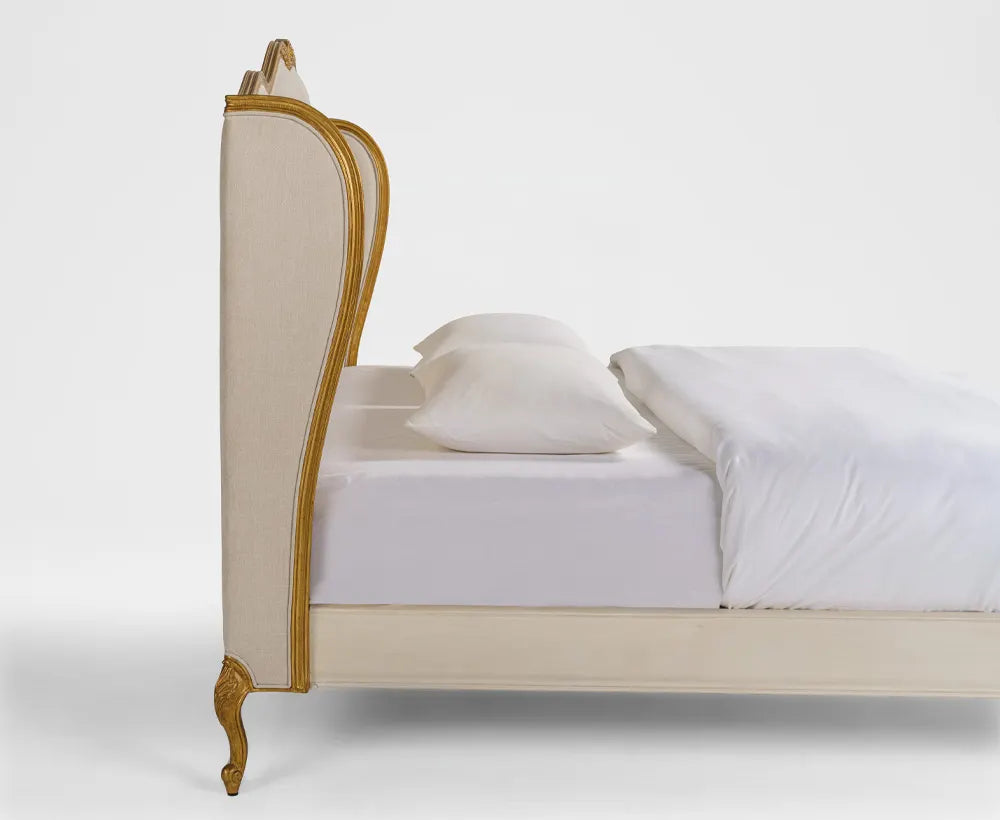 Solid Wood King Bed – 180 x 200 cm ( Beige )