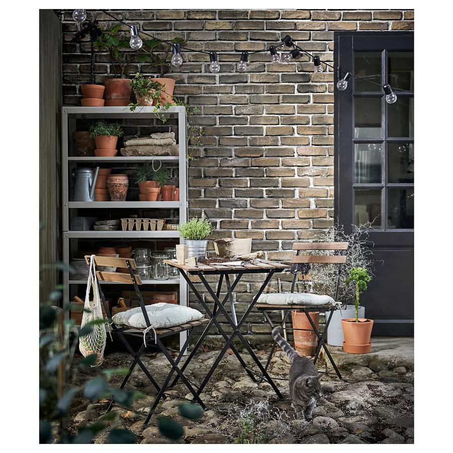 Table + 2 Chairs, Outdoor, Black/Light Brown Stained