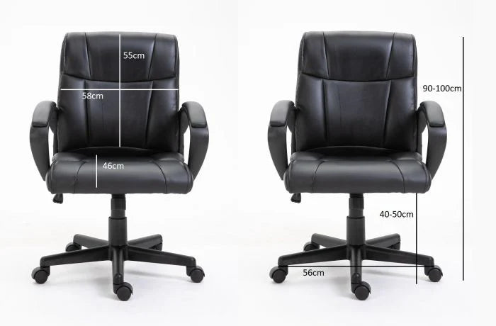 Basics Ergonomic PU Chair - Black Office Chair-GCC Home Center