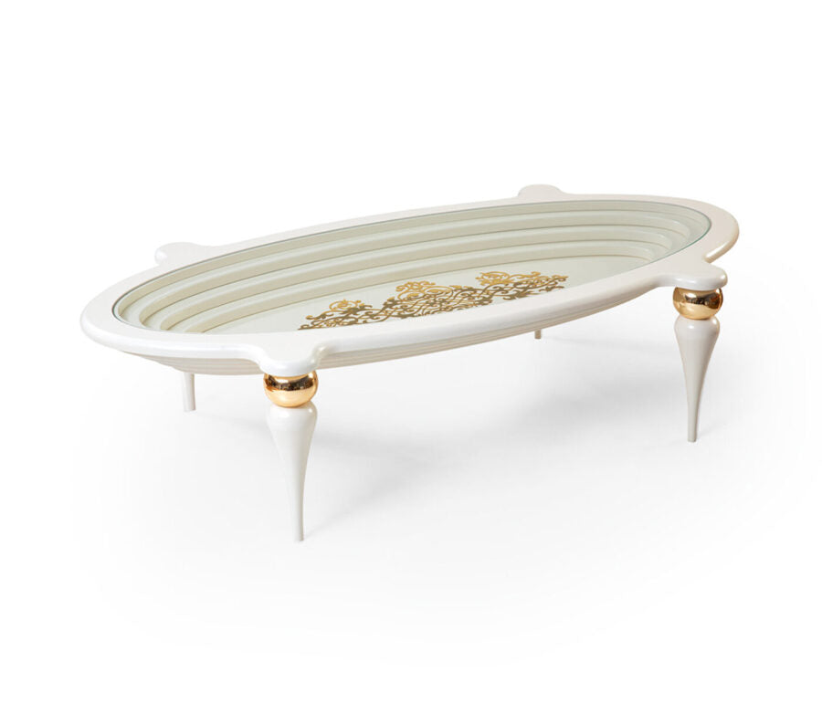 Coffee Table Cream With Tempered Glass Top