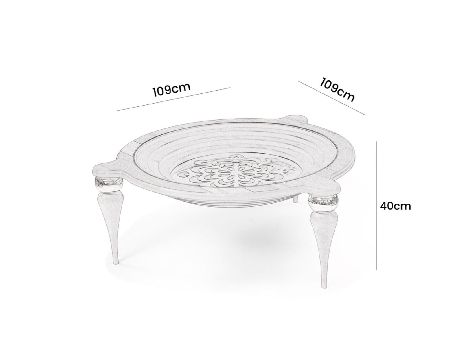 Round Center Table With Tempered Glass Top - White Gold
