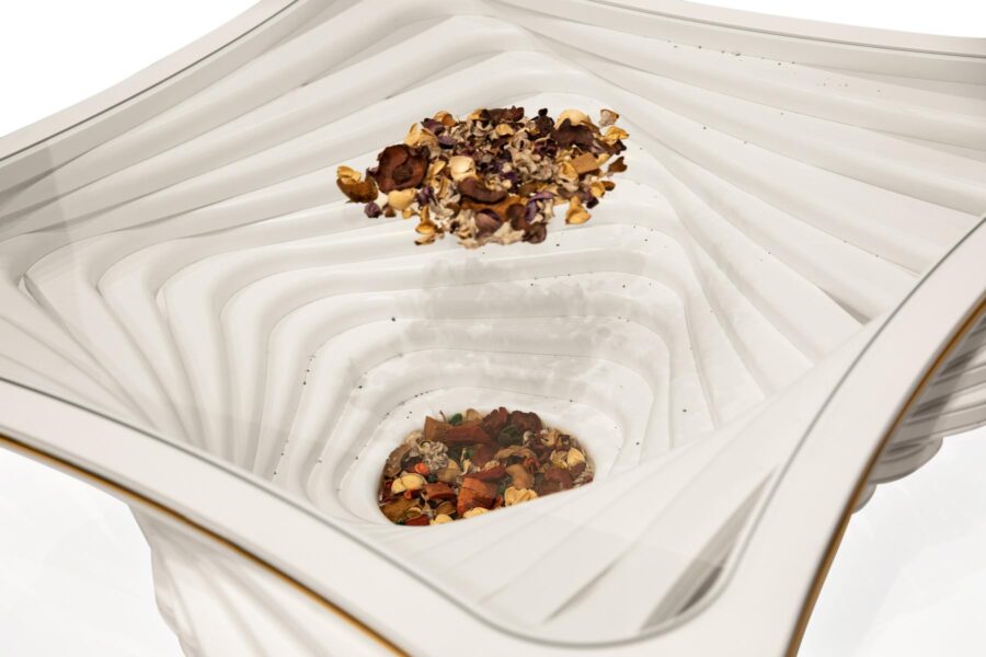 White Coffee Table – With Gold Detail & Glass (106 x 106 cm)