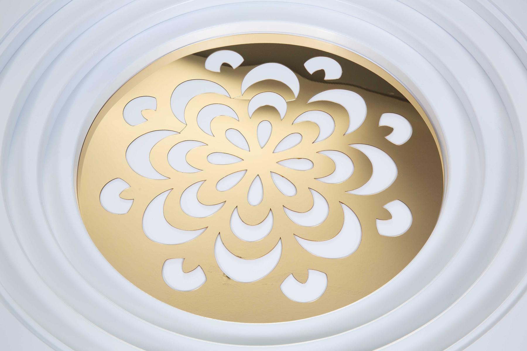 Round Center Table With Tempered Glass Top - White Gold