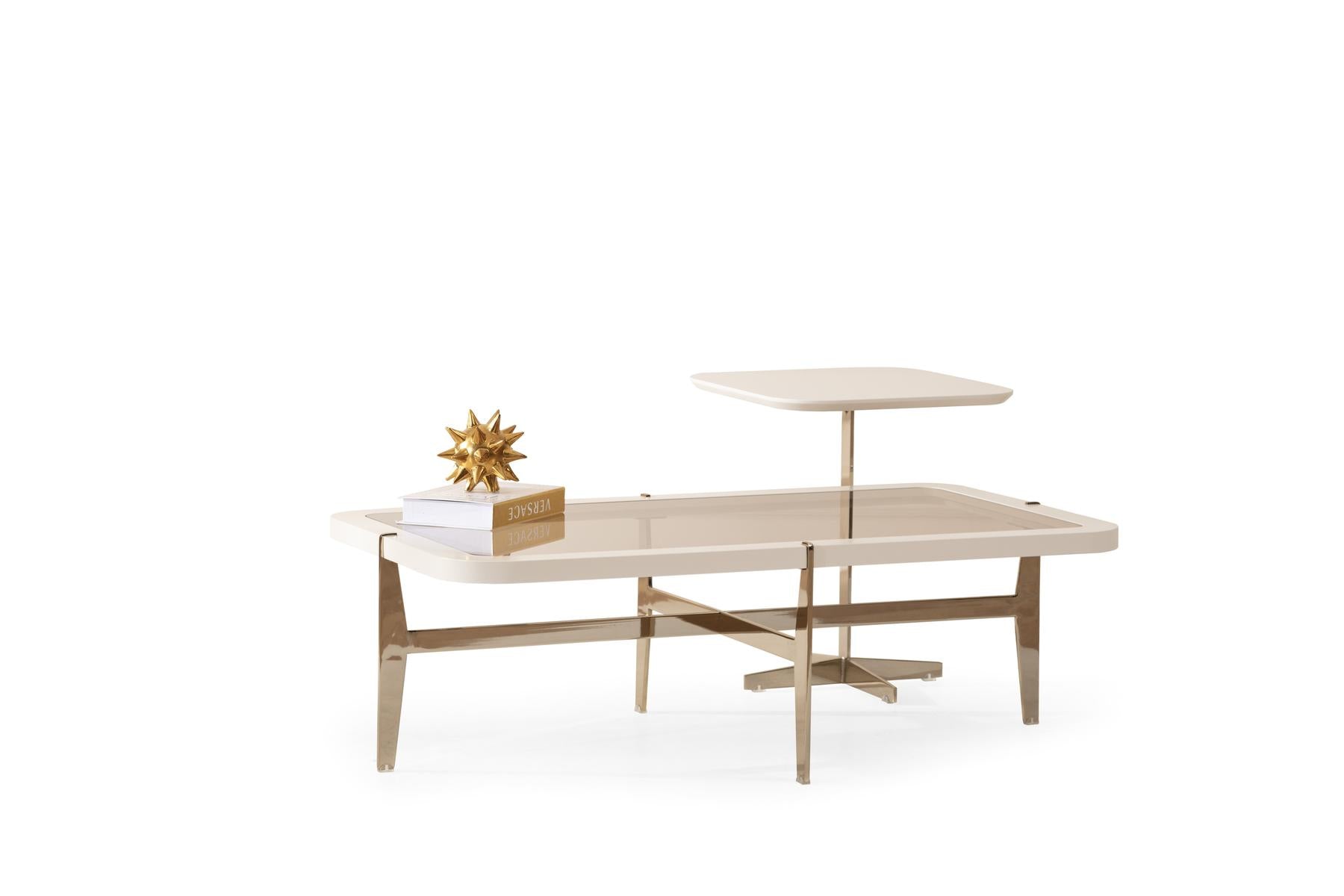 Coffee Table Cream - Glass Top