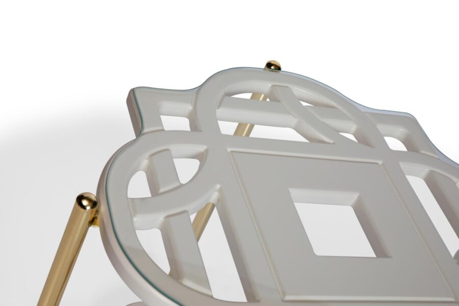 White Coffee Table Gold With Tempered Glass Top