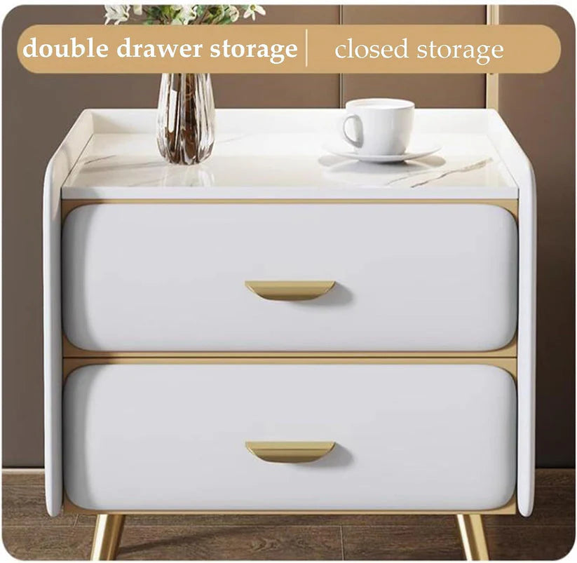 Bedside Table Nightstand Solid Wood with 2 Drawers Bedroom Storage Cabinet-GCC Home Center