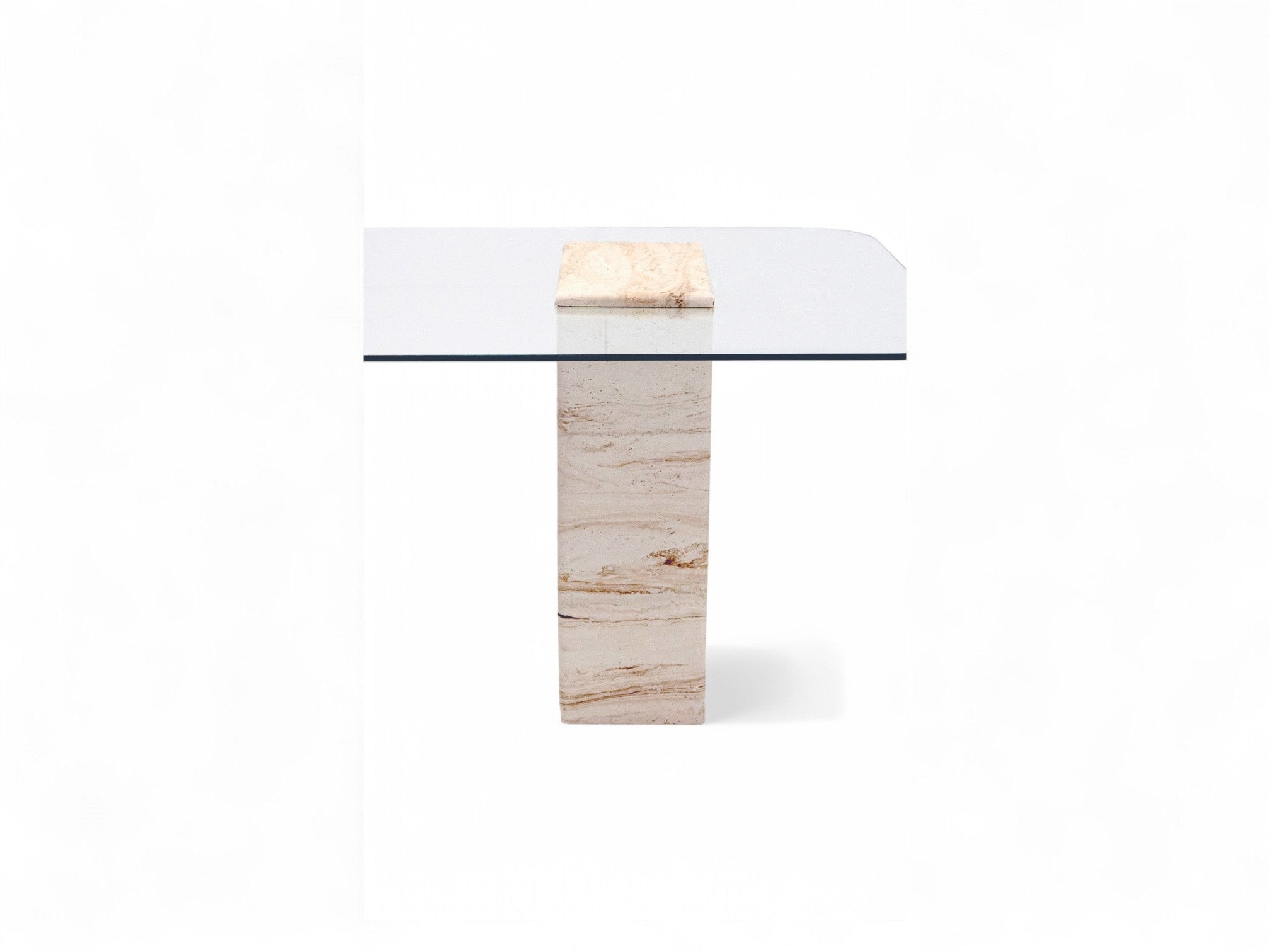 Travertine & Glass Dining Table - Latte