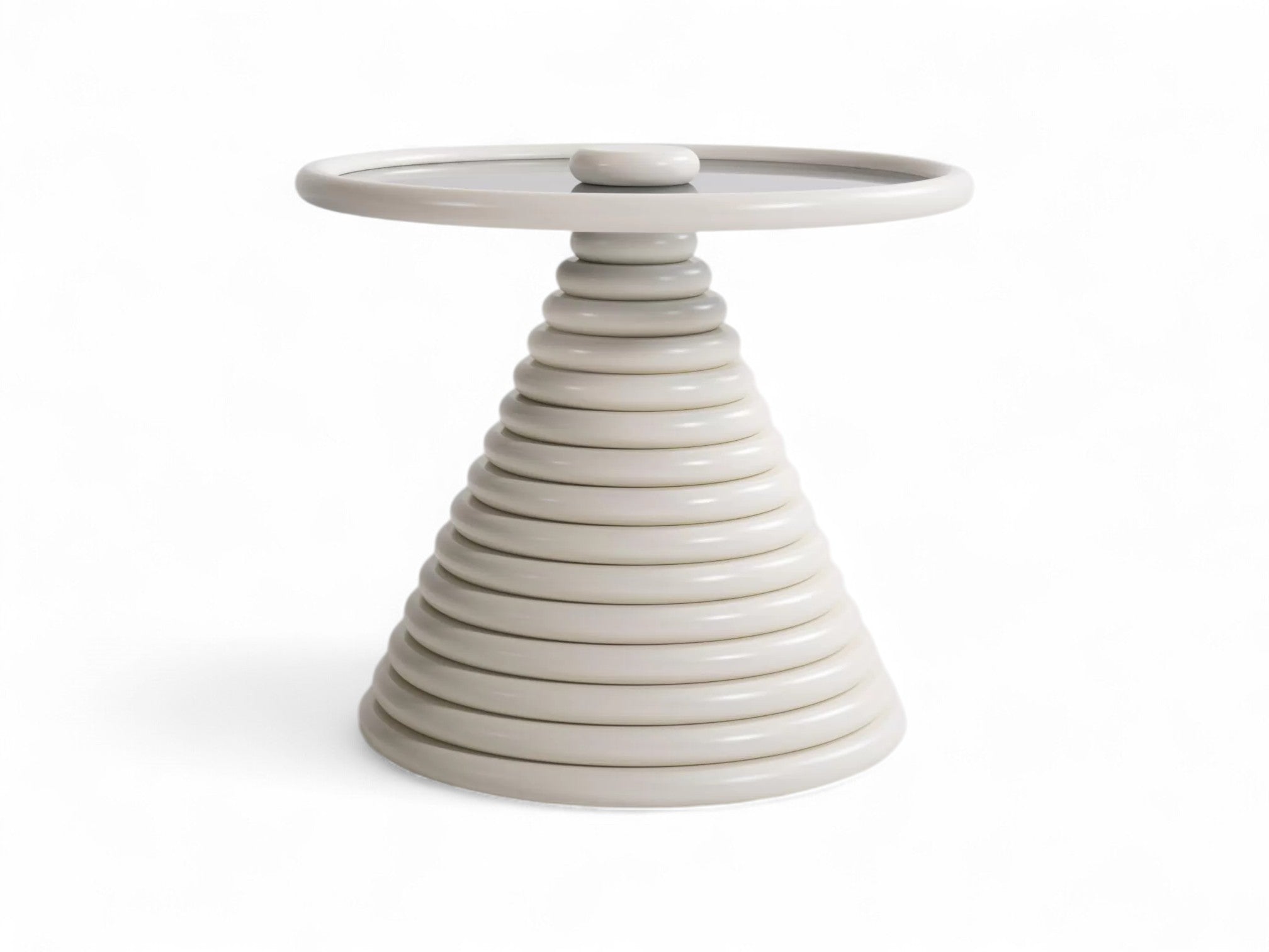 Cream Coffee Table Set – Tempered Glass & Painted Wood