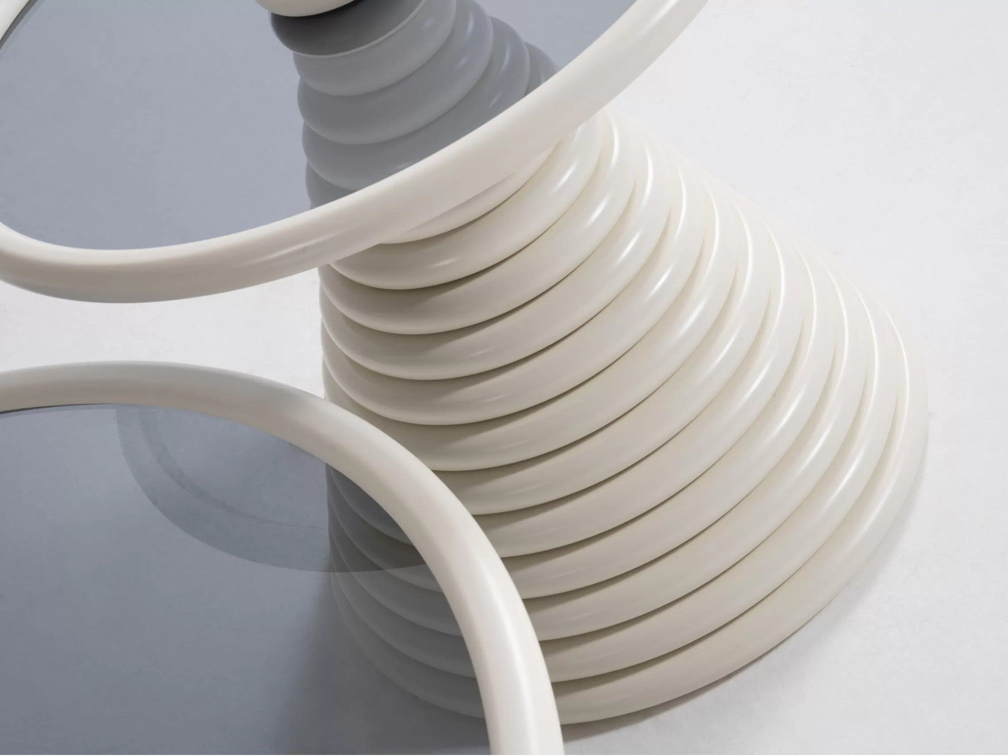 Cream Coffee Table Set – Tempered Glass & Painted Wood