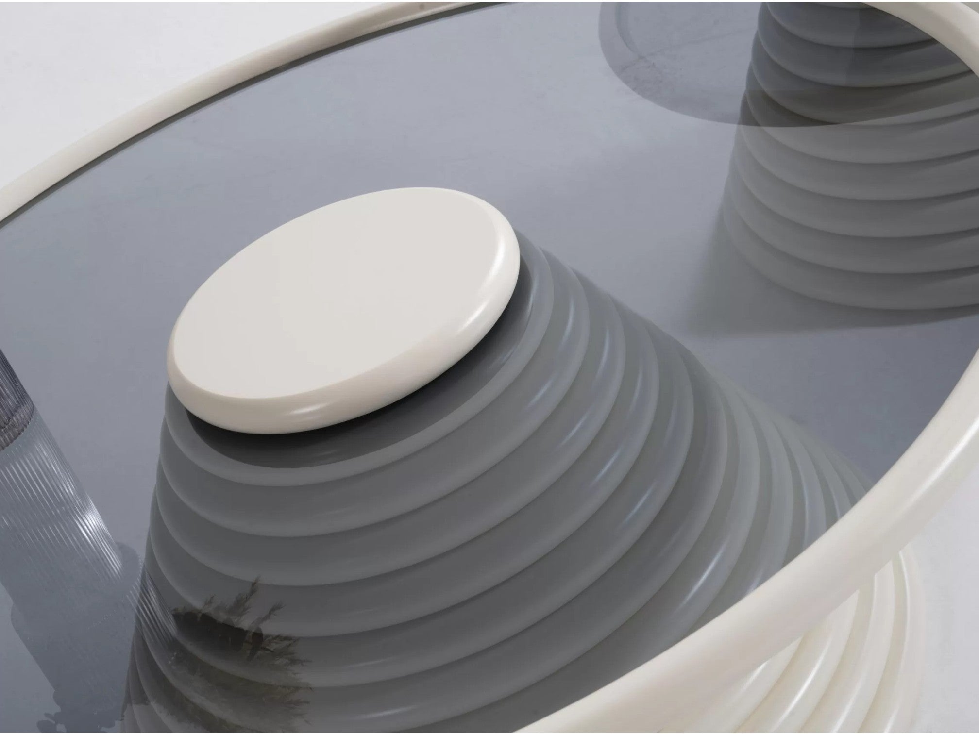 Cream Coffee Table Set – Tempered Glass & Painted Wood