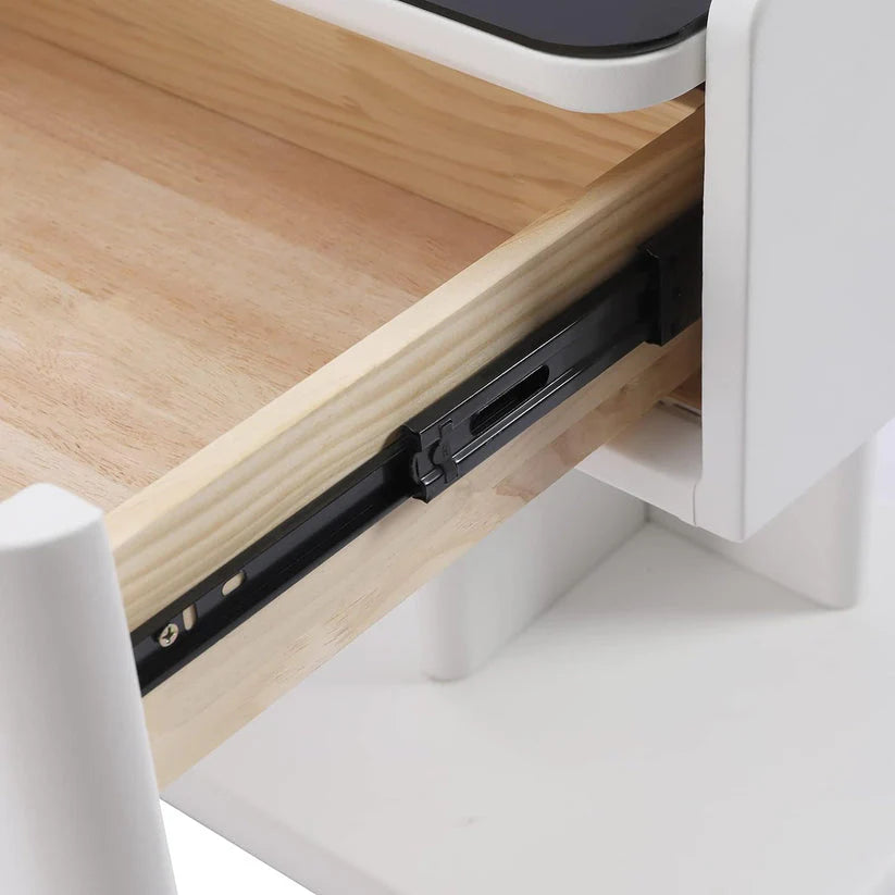 Smart Nightstand Bedside Table in One Drawer with LED Light, Wireless Charging, USB Ports-GCC Home Center