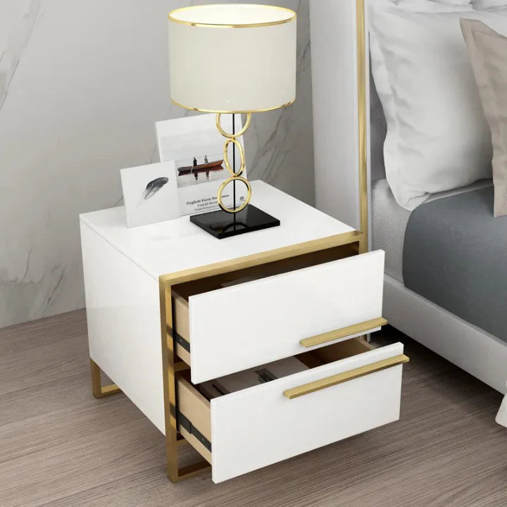 Bedside Table, Solid Wood Nightstand Table Amazing Design, Side Table 50H x 50W cm - WHITE-GCC Home Center