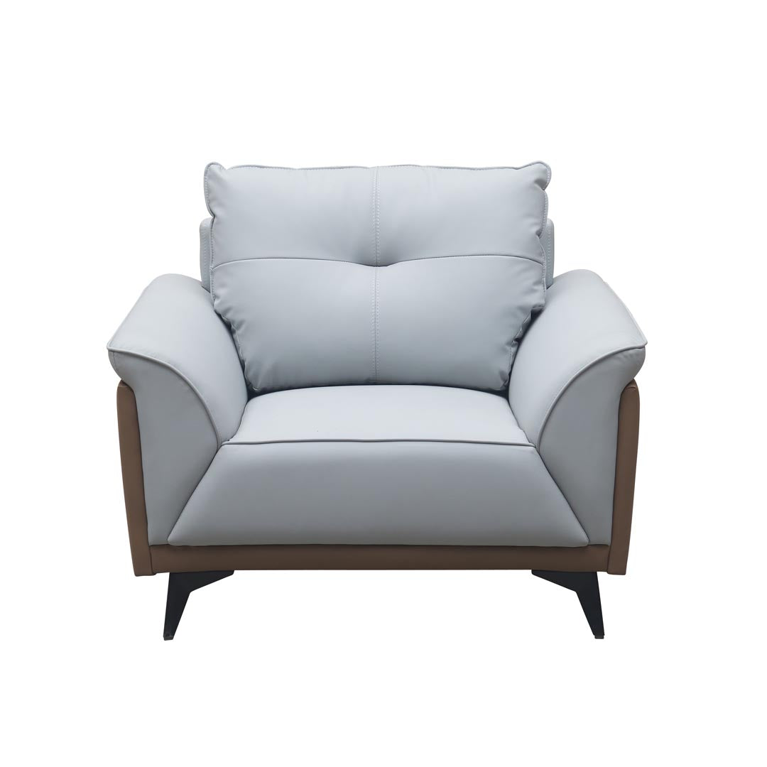 Luxury PU Leather Office Sofa Set With Metal Legs - Grey-GCC Home Center