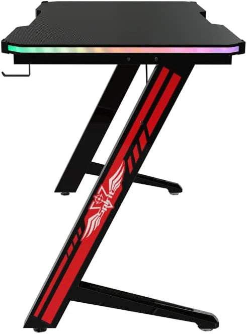 Gaming Desk Table With light, Computer Desk, Cup Holder and Headphone Hook Gamer Workstation Game Table-GCC Home Center