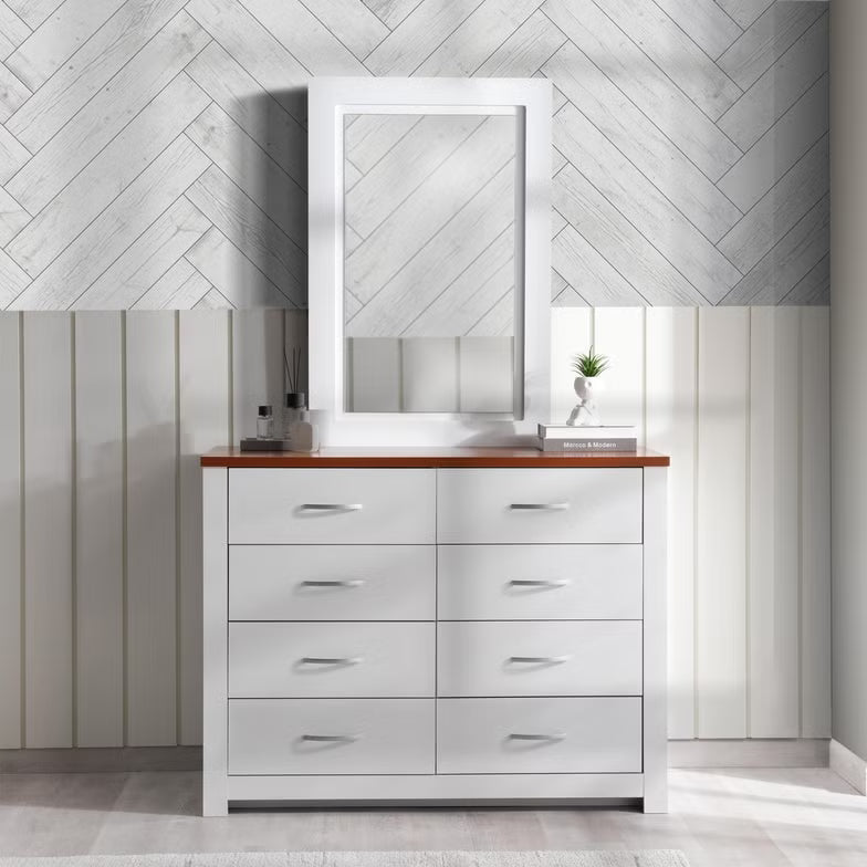 High-Quality MDF White Dressing Table with Mirror