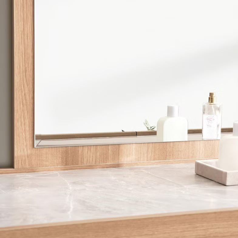 Elegant Dresser with 6 Drawers and Mirror – Beige