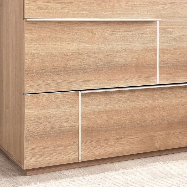 Elegant Dresser with 6 Drawers and Mirror – Beige