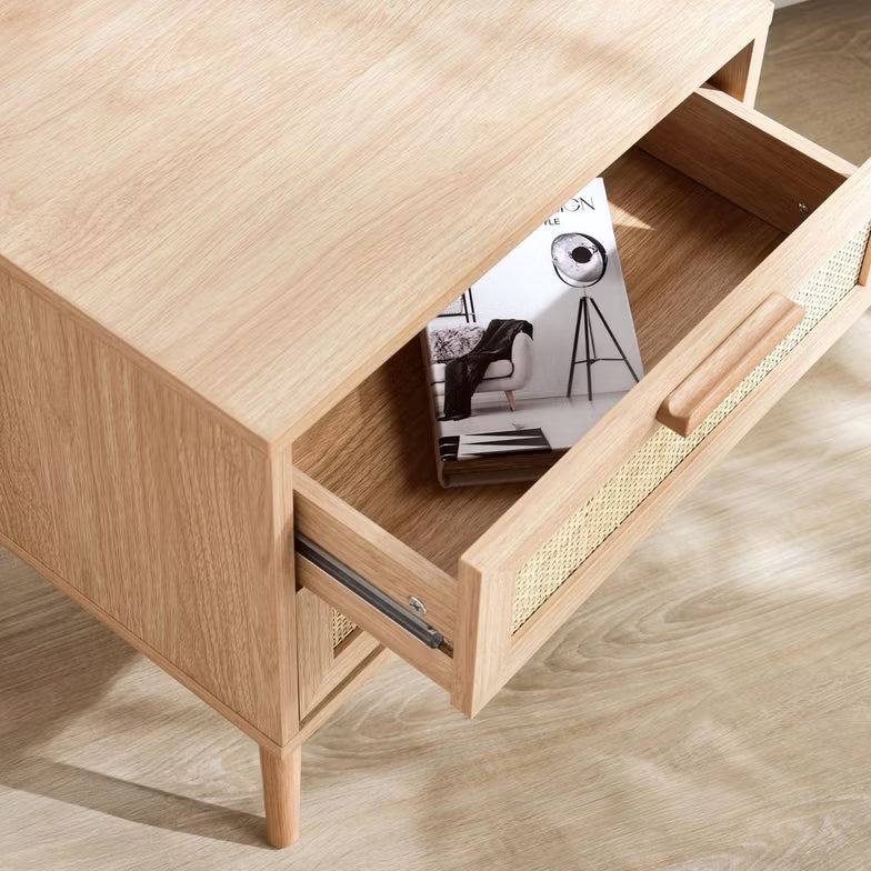 Oaktree Nightstand – 2 Drawer Rattan (Natural Finish)