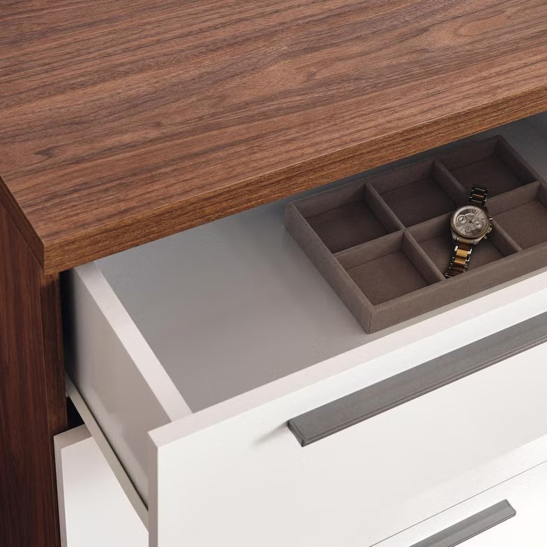 Modern Dresser with Mirror – Walnut Finish