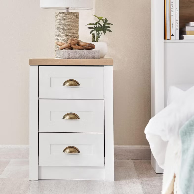 3-Drawer Nightstand – White