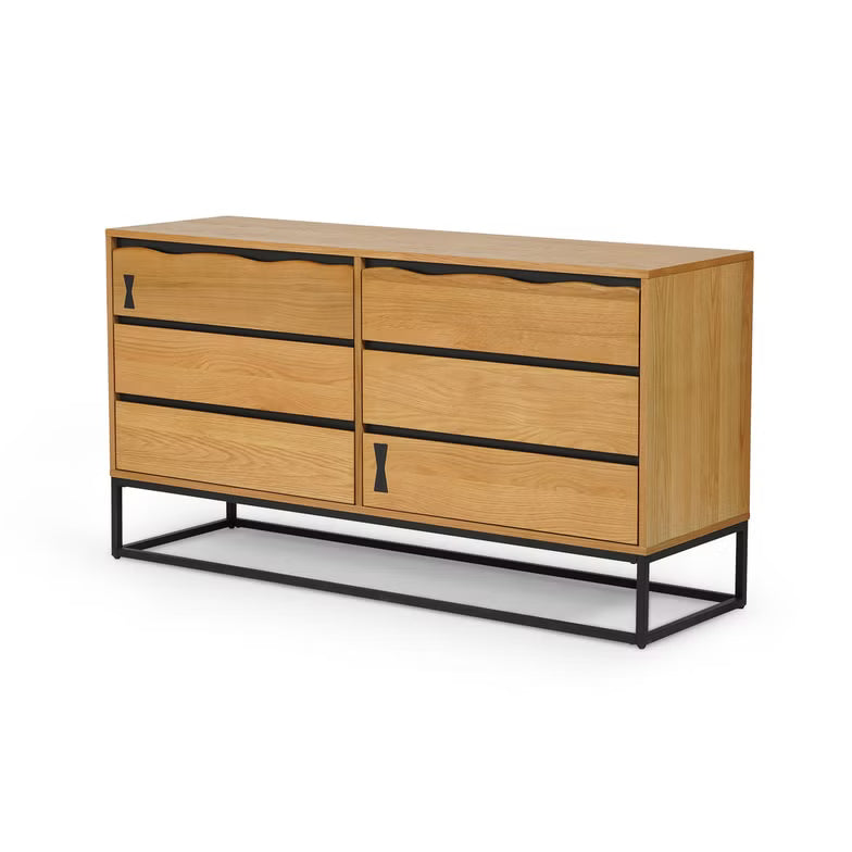 Serelume Dressing Table with Mirror – Antique Oak & Black