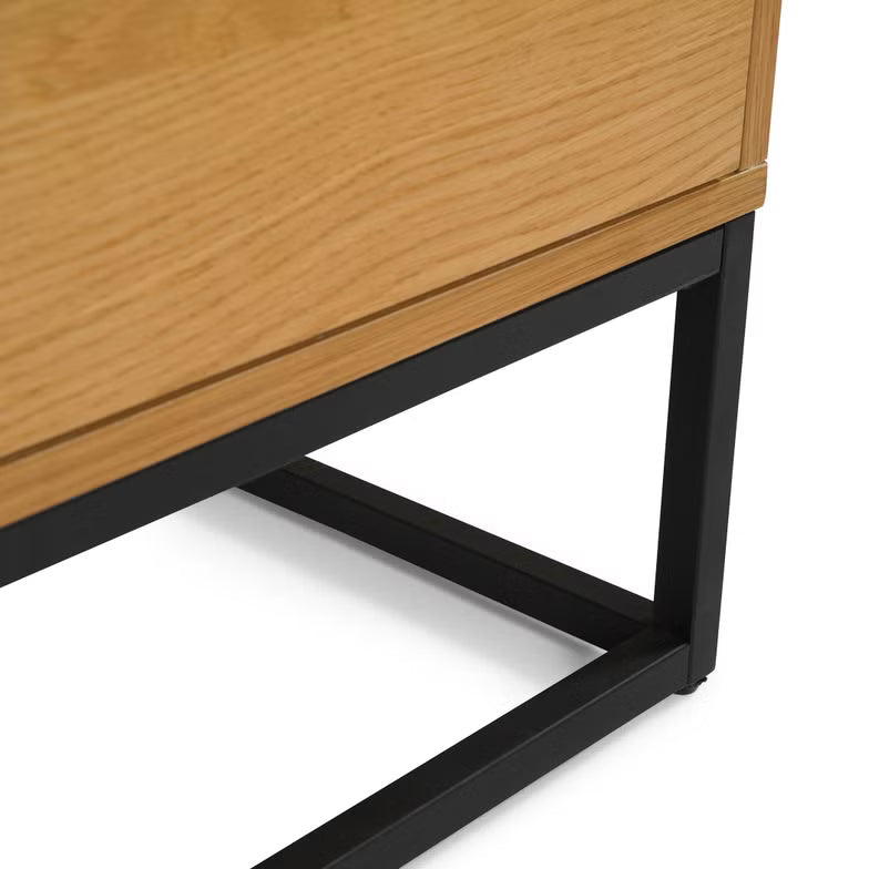 Serelume Dressing Table with Mirror – Antique Oak & Black