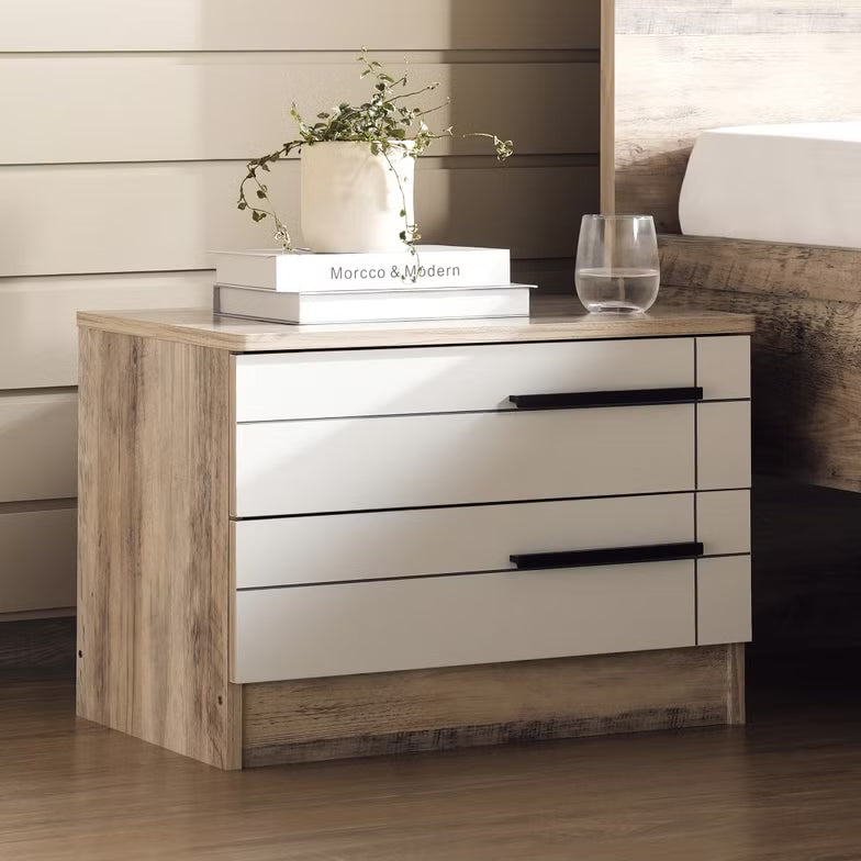 Nightstand – 2 Drawers (White Natural Finish)