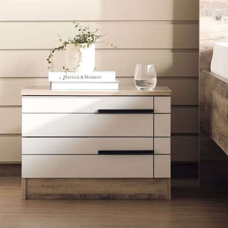 Nightstand – 2 Drawers (White Natural Finish)