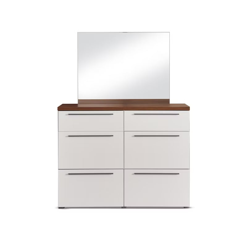 Modern Dresser with Mirror – Walnut Finish