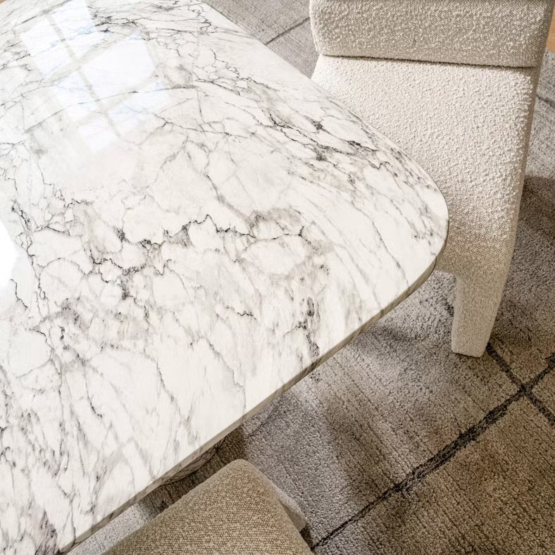 6 Seater Concrete Dining Table – White Grey