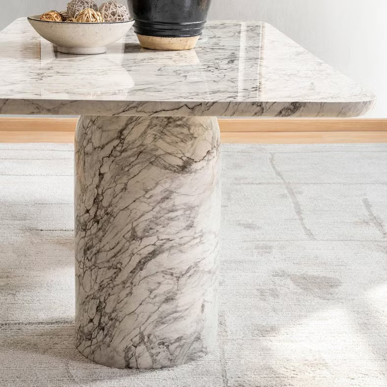 6 Seater Concrete Dining Table – White Grey