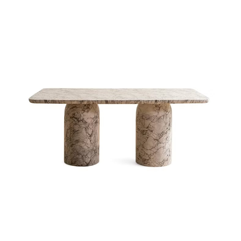 6 Seater Concrete Dining Table – White Grey